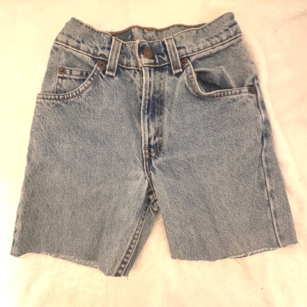 Levi's 505 Denim Shorts Kids Size 10 Slim Excellent Orange Tab Made in USA 90s